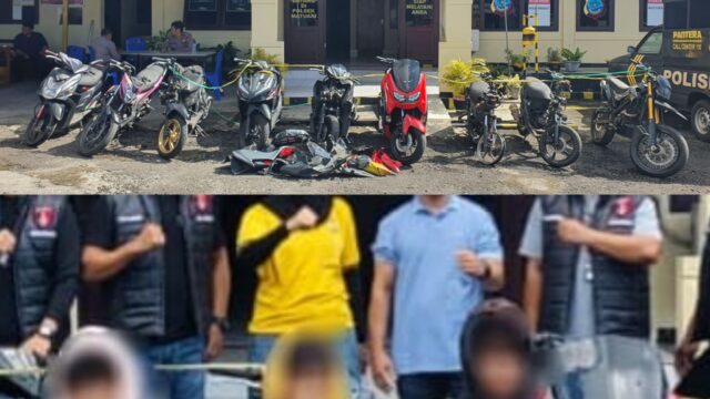 Polres Bitung: Tiga Pelaku Curanmor Ditangkap, 13 Unit Motor Digasak di Wilayah Matuari.