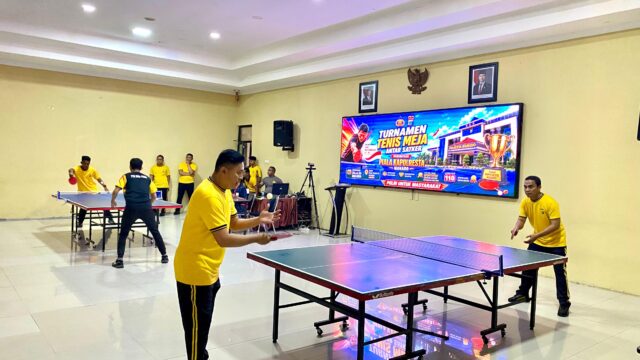 Sambut HUT Bhayangkara ke-80, Polresta Manado Gelar Turnamen Tenis Meja Antar Satker dan Polsek Perebutkan Piala Kapolresta.