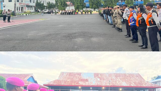 Gelar Apel Pasukan, Polres Bitung Perkuat Sinergi Pengamanan Takbiran dan Sholat Idul Adha 1447 H.