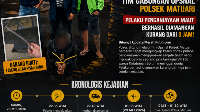 Gerak Cepat Tim Gabungan Opsnal Polsek Matuari Amankan Pelaku Penganiayaan Maut Kurang dari 3 Jam.