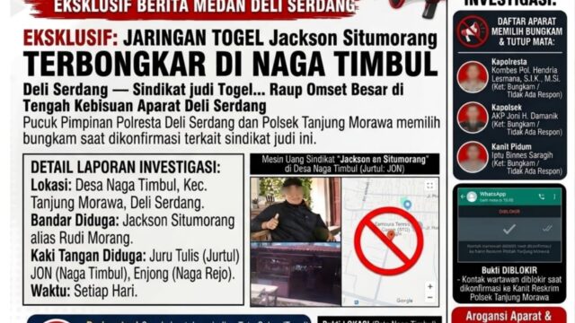 Konfirmasi Maraknya Judi Togel di Naga Timbul, Nomor Redaksi Langsung Diblokir Kanit Reskrim Tanjung Morawa