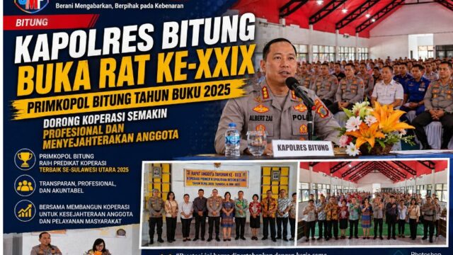 Kapolres Bitung Buka RAT Ke-XXIX Primkopol Bitung Tahun Buku 2025, Dorong Koperasi Semakin Profesional dan Mensejahterakan Anggota.