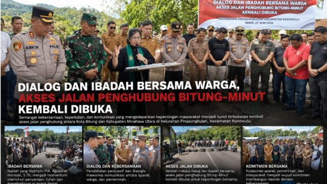 Dialog dan Ibadah Bersama Warga, Akses Jalan Penghubung Bitung–Minut Kembali Dibuka.