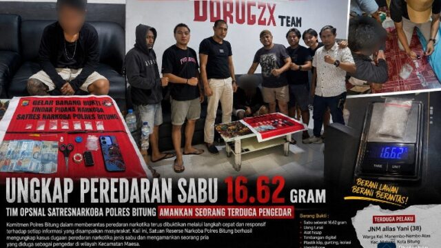 Ungkap Peredaran Sabu 16.62 Gram, Tim Opsnal Satresnarkoba Polres Bitung Amankan Seorang Terduga Pengedar.